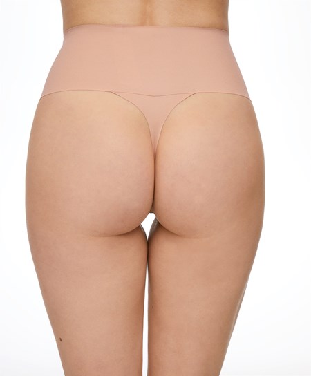 Oysho High-waisted Invisible Laser-cut Perizoma Beige | 74359-PLOC