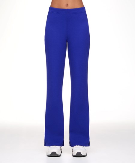 Oysho Interlock Flare Trousers Blu | 81754-JQXS