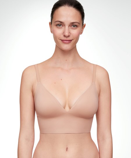 Oysho Invisible Laser-cut Triangle Bra Top With Low Back Beige | 31860-CPNL