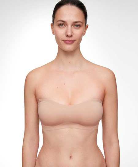 Oysho Invisible Polyamide Bandeau Bra With Removable Straps Beige | 72496-FLMO