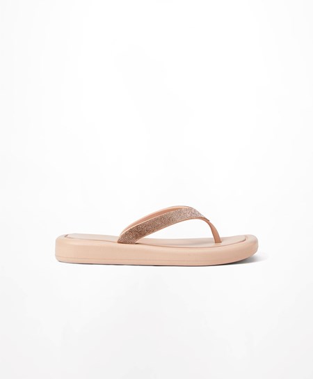 Oysho Jewel Beach Sandals Beige Rosa | 16950-CUPS