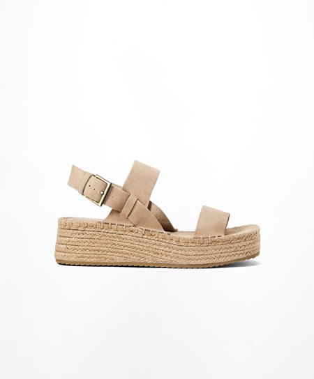 Oysho Jute Wedges With Split Scamosciate Marroni | 60512-WBFU