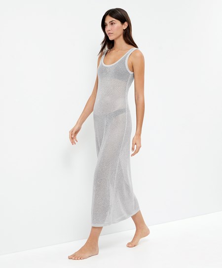 Oysho Knit Midi Vestito Argento | 91360-FZCJ