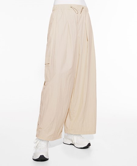 Oysho Larghe-leg Cargo Trousers Ecru | 36850-ZEFH