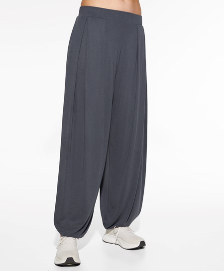 Oysho Larghe-leg Draped Modal Trousers Anthracite | 12467-ISOJ