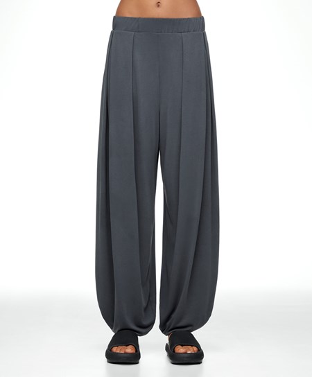 Oysho Larghe-leg Draped Modal Trousers Anthracite | 86420-CMVS