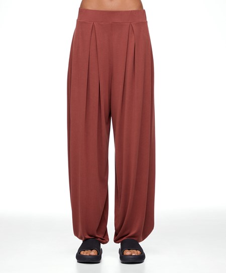 Oysho Larghe-leg Draped Modal Trousers Marroni | 43290-FIEK
