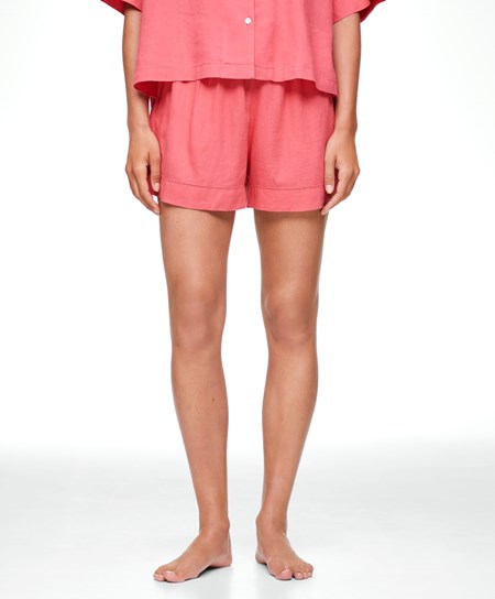 Oysho Linen Shorts Corallo Rosa | 02956-FXAM