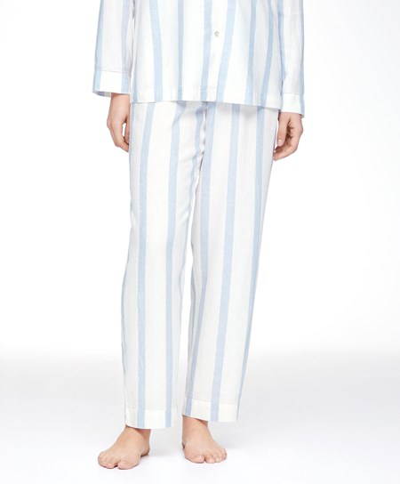Oysho Linen Stripe Trousers Pale Ecru | 89023-LBHW