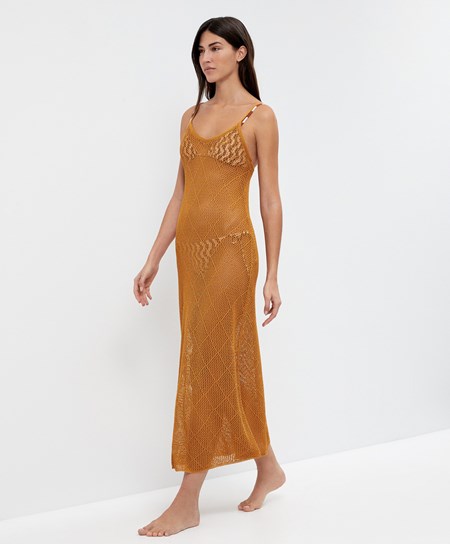 Oysho Long Crochet Vestito Honey | 90876-PLGV