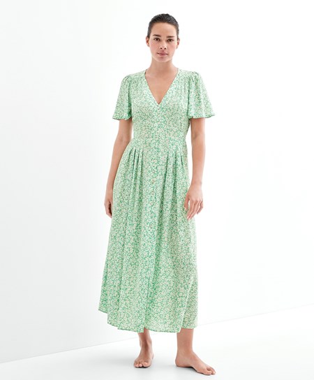 Oysho Long Floral Vestito Verdi | 53902-NUBX