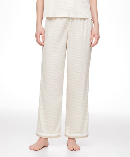Oysho Long Satin Trousers Barley | 87941-IXWS