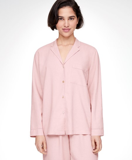 Oysho Long-sleeved Linen Shirt Rosa | 46329-KRFH