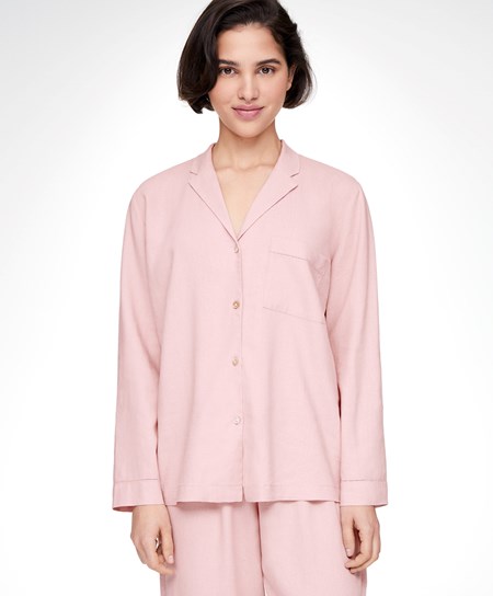 Oysho Long-sleeved Linen Shirt Rosa | 62387-ZEQM