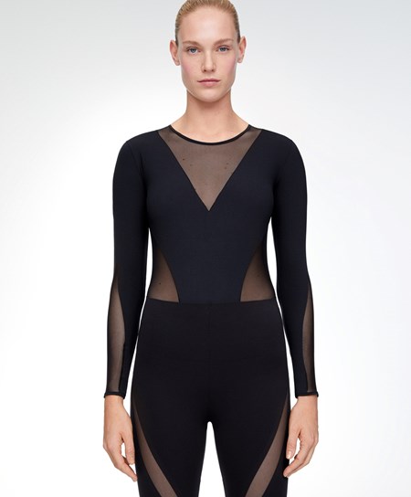 Oysho Long-sleeved Sheers Top Nere | 27015-VZME