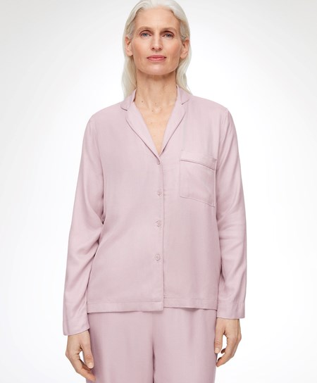 Oysho Long-sleeved Shirt With Piping Rosa | 36094-LGTS