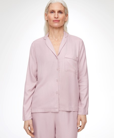 Oysho Long-sleeved Shirt With Piping Rosa | 43926-FGBD