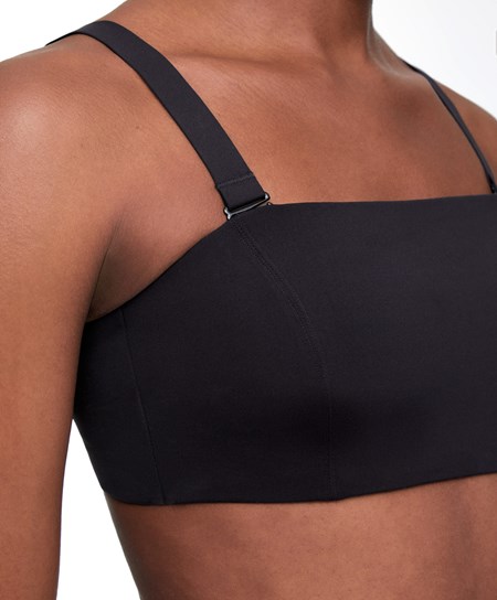 Oysho Medium Support Bandeau Sports Bra With Cups Nere | 28439-YKJV