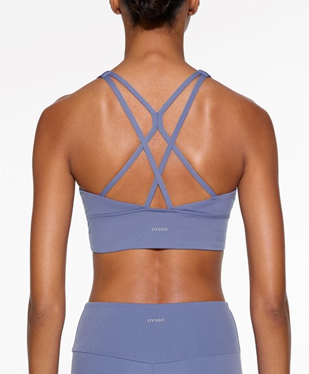 Oysho Medium-support Sports Bra With Cups Blu Profondo | 01237-PDGQ