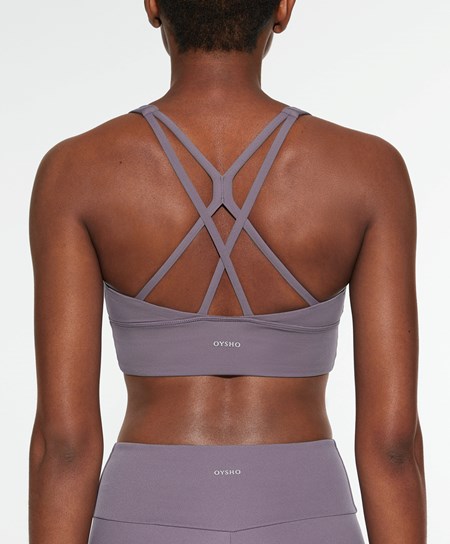 Oysho Medium-support Sports Bra With Cups Grey-lilac | 07624-XWOV