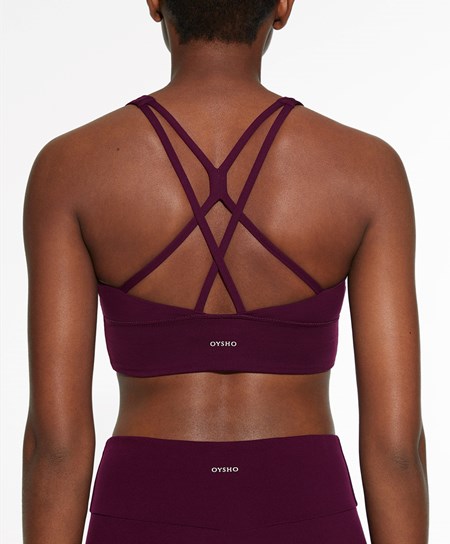Oysho Medium-support Sports Bra With Cups Viola | 14276-YDEX