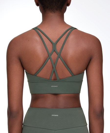 Oysho Medium-support Sports Bra With Cups Verdi | 23568-JUOK