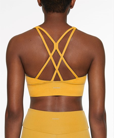 Oysho Medium-support Sports Bra With Cups Gialle | 25193-ARUB