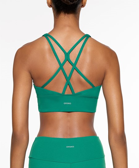Oysho Medium-support Sports Bra With Cups Verdi | 46581-FTEP