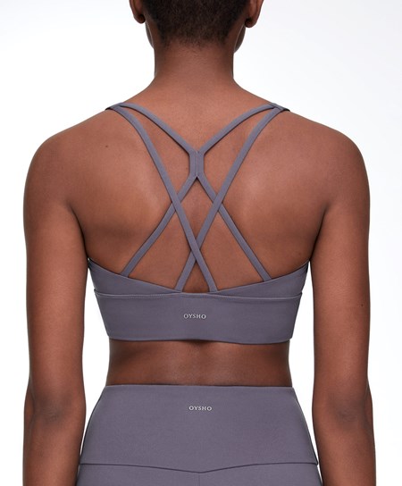 Oysho Medium-support Sports Bra With Cups Purple-grey | 63204-BSAZ
