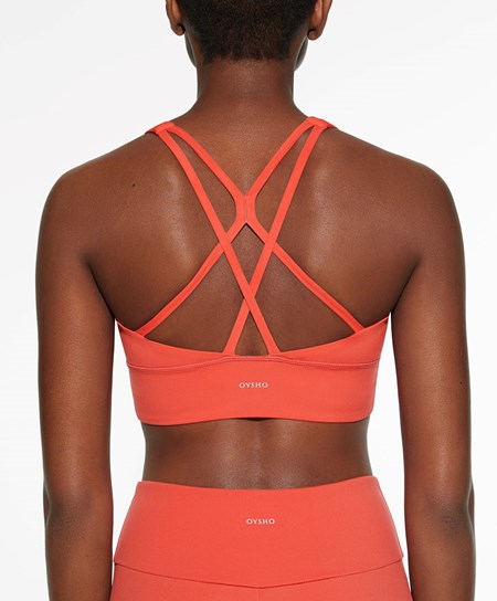 Oysho Medium-support Sports Bra With Cups Arancioni | 96018-NKAP
