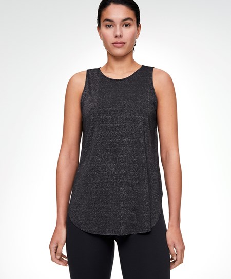 Oysho Metallic Thread Senza Maniche Top Nere | 85926-QVKO
