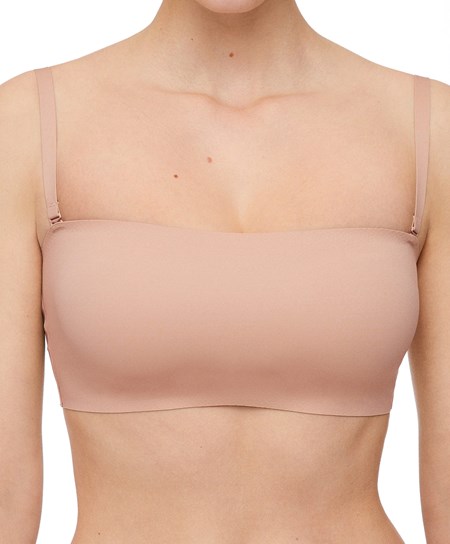 Oysho Microfibre Invisible Bandeau Bra With Removable Straps Beige | 39074-VMCE