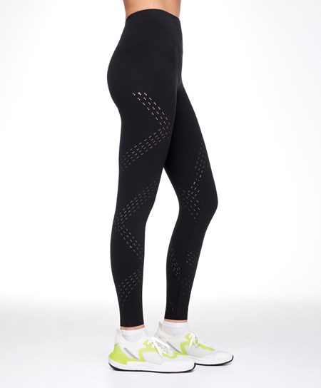 Oysho Microperforated 65cm Compressive Leggings Nere | 45320-RLFX