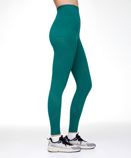 Oysho Microperforated 65cm Compressive Leggings Verdi | 56308-NUQA