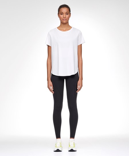 Oysho Microperforated Corta-sleeved Technical T-shirt Bianche | 09871-IOKD