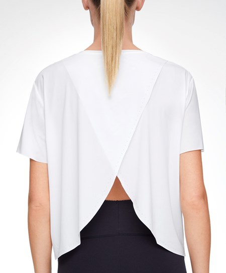Oysho Microperforated Corta-sleeved Technical T-shirt Bianche | 26514-SUHC