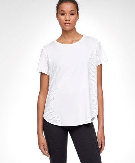 Oysho Microperforated Corta-sleeved Technical T-shirt Bianche | 75032-BZMT
