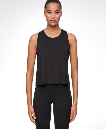 Oysho Microperforated Technical Senza Maniche T-shirt Nere | 37210-STDL