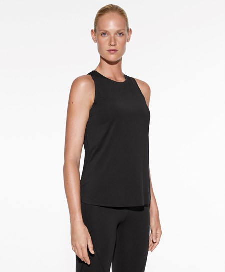 Oysho Microperforated Technical Senza Maniche T-shirt Nere | 40756-LAFQ