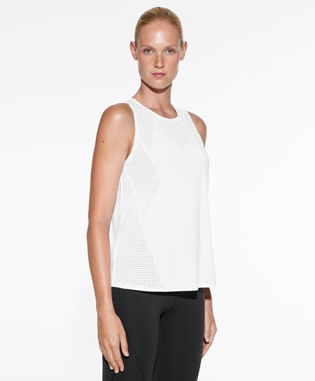 Oysho Microperforated Technical Senza Maniche T-shirt Bianche | 52867-QFSX