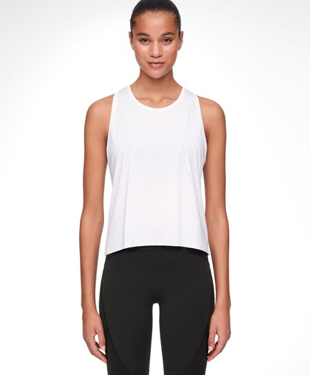 Oysho Microperforated Technical Senza Maniche T-shirt Bianche | 71906-INET