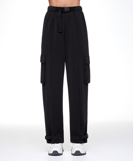 Oysho Modal Cargo Trousers Nere | 37059-CQLU