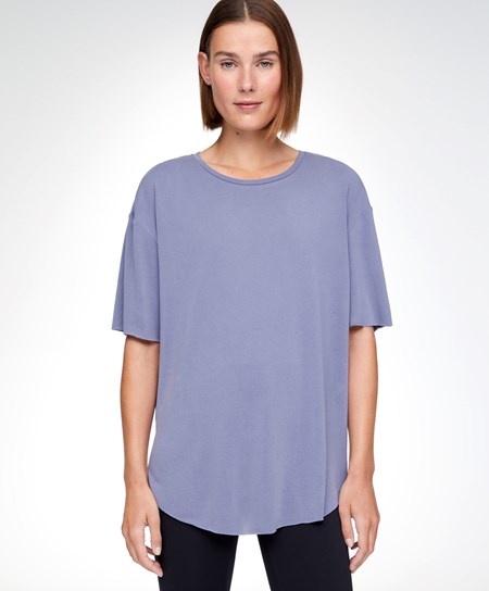 Oysho Modal Corta-sleeved T-shirt Blu | 04372-IMUQ