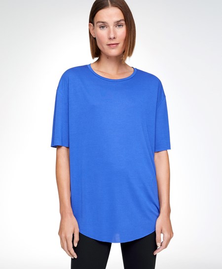Oysho Modal Corta-sleeved T-shirt Blu | 29578-RATS