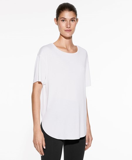 Oysho Modal Corta-sleeved T-shirt Ecru | 09486-RECD