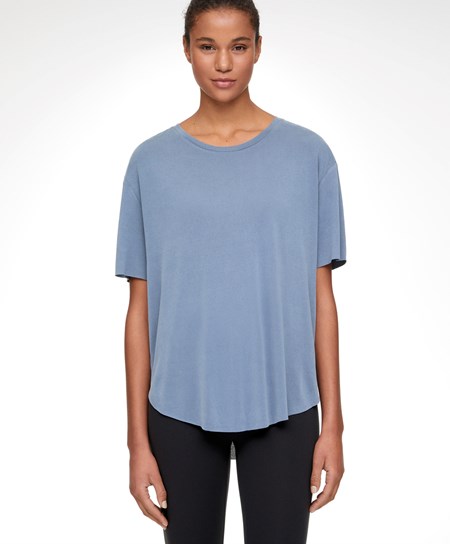 Oysho Modal Corta-sleeved T-shirt Mid-blue | 37402-ZSQW