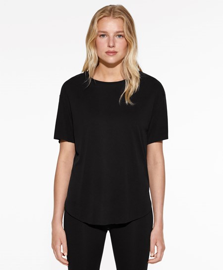 Oysho Modal Corta-sleeved T-shirt Nere | 59134-MIRZ