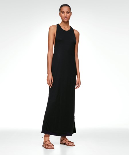 Oysho Modal Long Twist Vestito Nere | 60872-RHYX