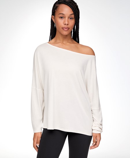 Oysho Modal Long-sleeved T-shirt Cream-white | 67521-SIUO