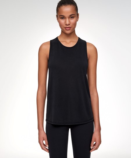 Oysho Modal Open Back Senza Maniche T-shirt Nere | 09754-GHWL